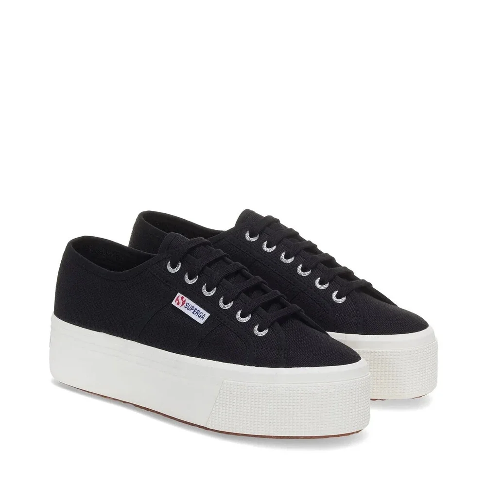Superga 2790 S9111LW-ADK Unisex US M7/W8.5 Black Canvas Platform Shoes RHS9365
